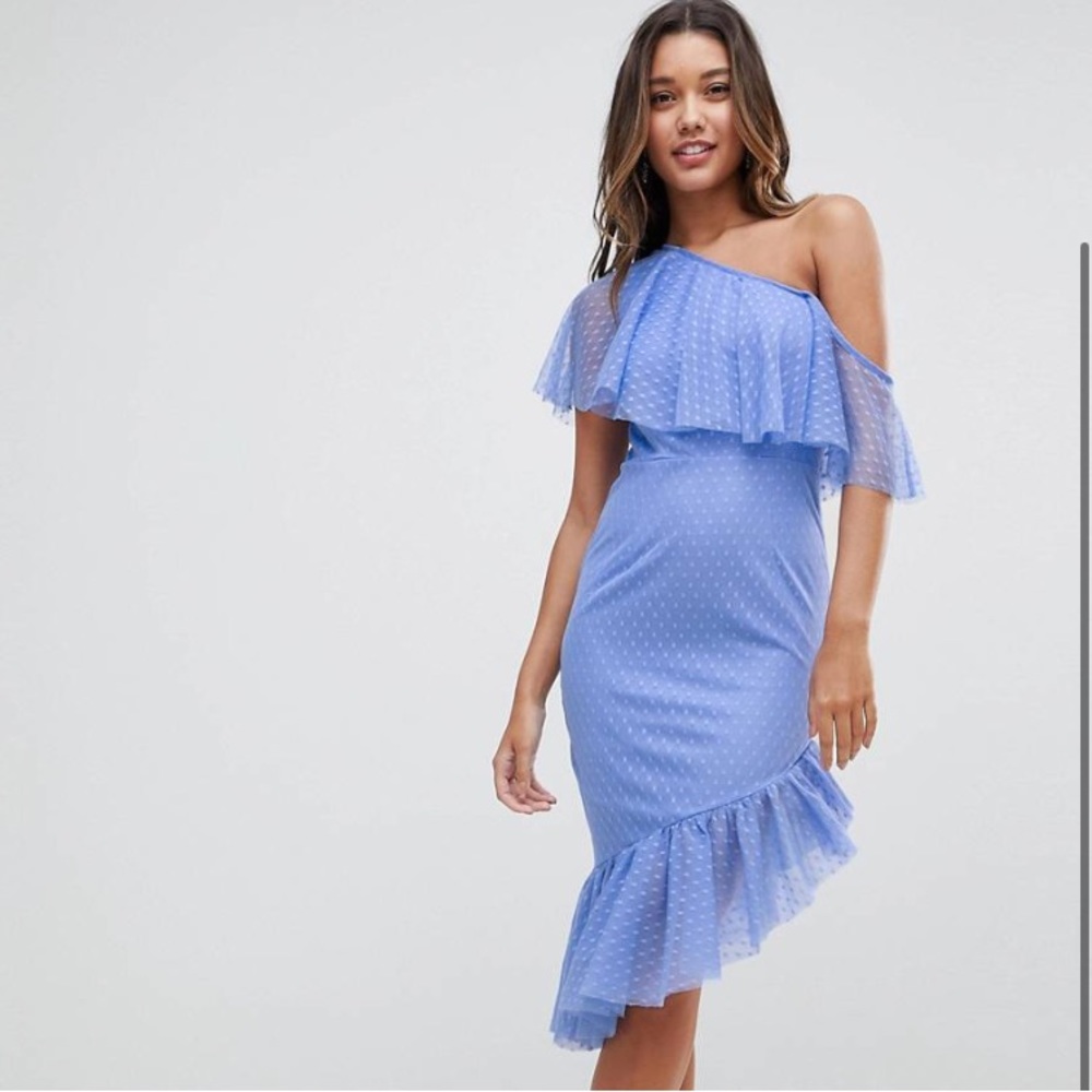 NWT - ASOS asymmetrical blue dress size 10